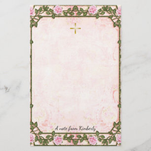 Papelería Rosas rosas rosas rosadas delgadas vinas cristiana