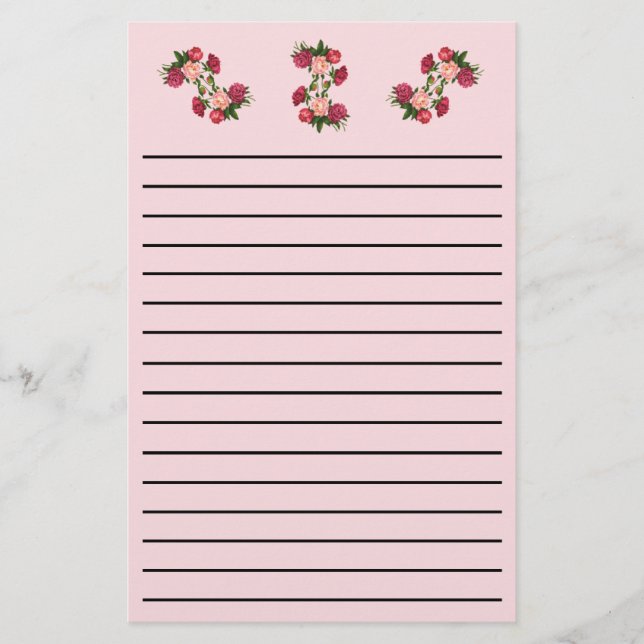 Papelería Rosas Thick Line Stationery (Anverso)