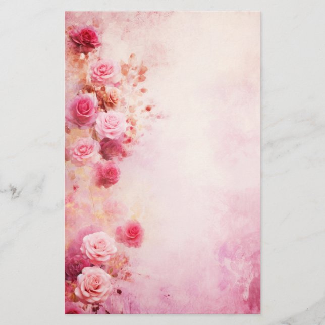 Papelería Rosas Vintage Rosadas (Anverso)