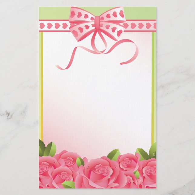 Papelería Roses rosados y estacionario de inclinación (Anverso)