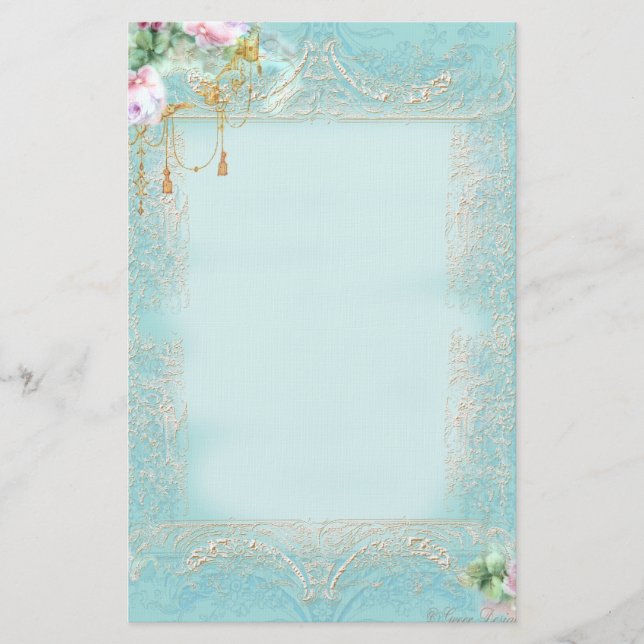 Papelería Roses rosas y estacionamiento de encaje (Anverso)