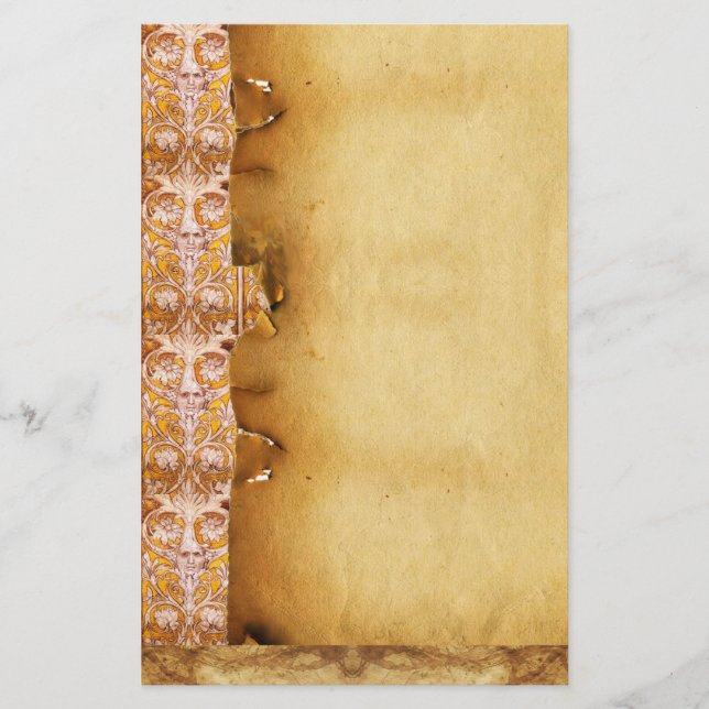 PAPELERÍA ROSTRO GROTESCO CON PARCHE FLORAL BLANCO DORADO (Anverso)