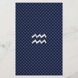 Papelería Rótulo Aquarius Zodiac sobre Fibra Real de Carbono