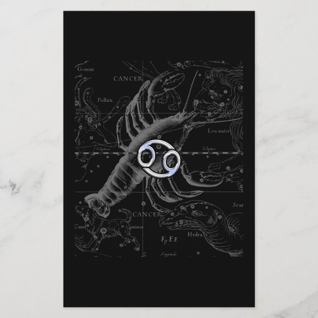 Papelería Rótulo cromado de Zodiaco contra el Cáncer en Heve (Anverso)