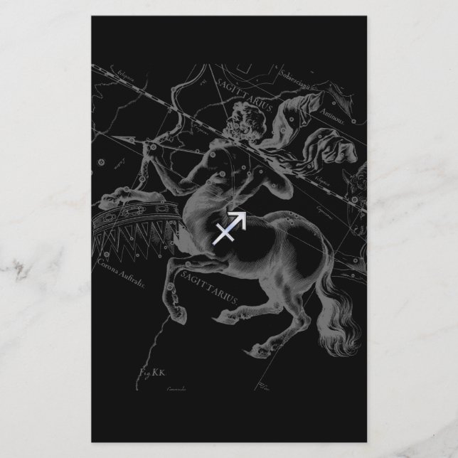 Papelería Rótulo cromado Sagittarius Zodiac Hevelius alreded (Anverso)