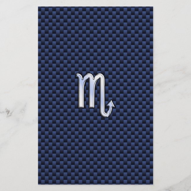 Papelería Rótulo cromado Scorpio Zodiac sobre fibra de carbo (Anverso)