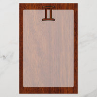 Rótulo Gemini Zodiac al estilo de la madera de cao