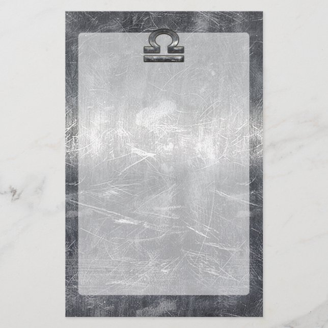 Papelería Rótulo industrial Libra Zodiac en acero plateado (Anverso)