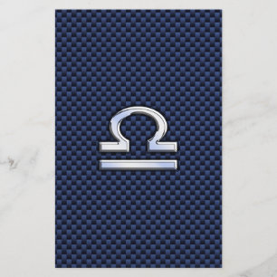 Papelería Rótulo Libra Zodiac sobre fibra de carbono azul d