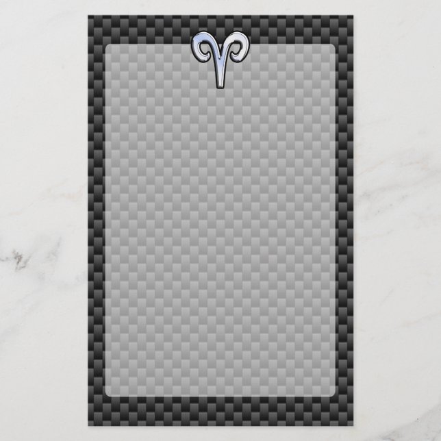 Papelería Rótulo Zodiac Silver Aries Impresión de fibra de c (Anverso)