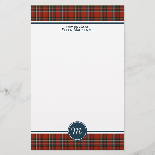 Papelería Royal Stewart Tartán Classic Red Place Monograma (Anverso)