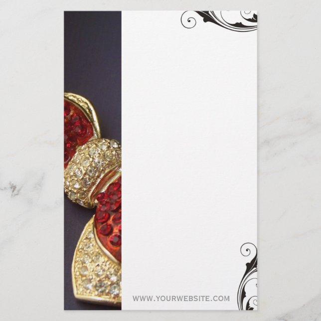 Papelería Ruby Diamante de imitación Bow Stationary (Anverso)