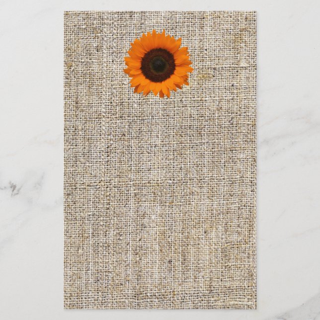 Papelería Rústico País Occidental Burlap Boda del girasol (Anverso)