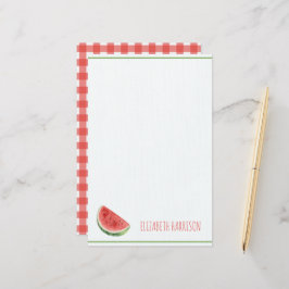 Papelería Sandía de Verano y Cuadros de Gingham Rojo