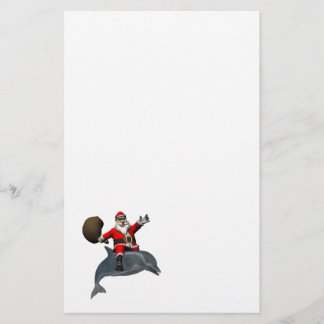 Papelería Santa Claus Montando En Delfín