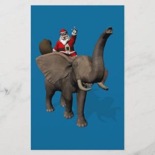 Papelería Santa Claus Montando Sobre El Elefante