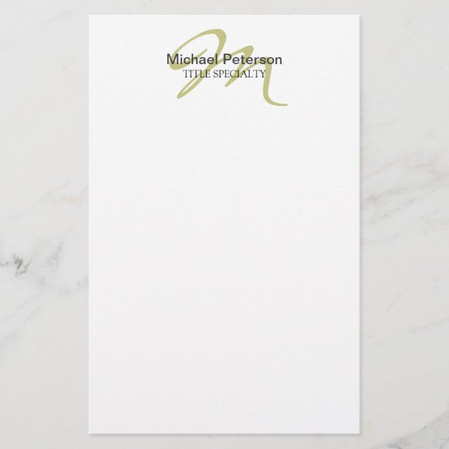 Papelería Script de caligrafía Monograma inicial moderno (Anverso)