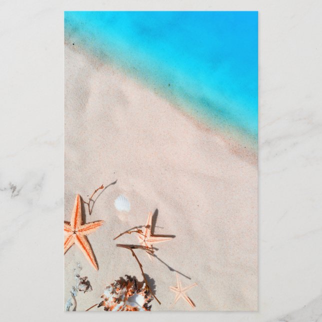 Papelería Seashell tropical de las estrellas de mar de la (Anverso)