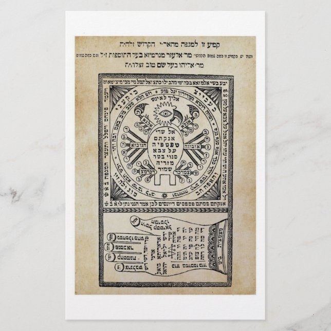 Papelería Segula, Amulet. Sefer Shaar HaYechudim. Kabbalah (Anverso)