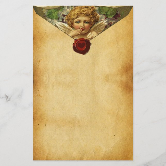 PAPELERÍA SELLO DE CERRADURA ROJA DEL CORAZÓN DE ANGEL,PARCH (Anverso)