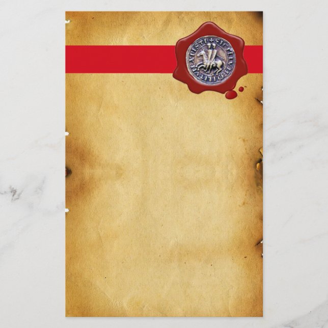 Papelería SELLO DE LA PLANTILLA DE KNIGHTS, Cera Roja, Perga (Anverso)