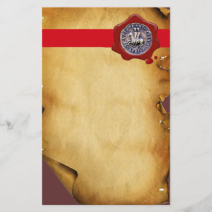 Papelería SELLO DE LA PLANTILLA DE KNIGHTS, Cera Roja, Perga