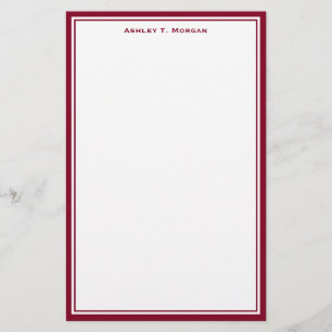 Papelería Sencillez Burgundy White Stationery personalizada