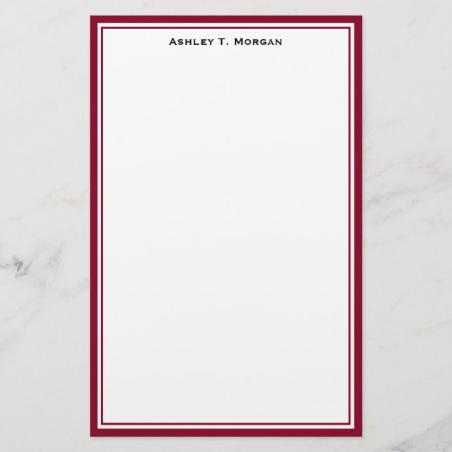 Papelería Sencillez DIY Frame Blanco Borgoña personalizada (Anverso)