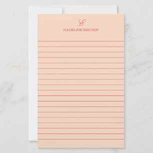 Papelería Sencillez Elegancia Albaricoque Fuchsia Monograma 