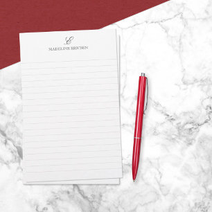 Papelería Sencillez Elegancia Blanco Negro Monograma Rayado
