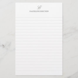 Papelería Sencillez Elegancia Gris Blanco Monograma Rayado