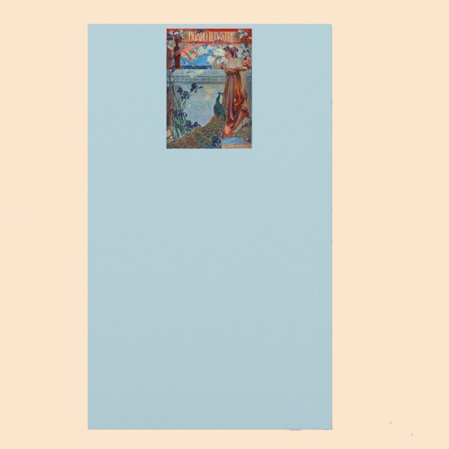 Papelería Señora de Art Nouveau con pavo real (Subido por el creador)