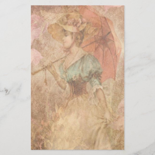 Papelería Señora elegante Umbrella Stationery del Victorian (Anverso)
