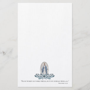 Papelería Señora floral azul del del Virgen María el d