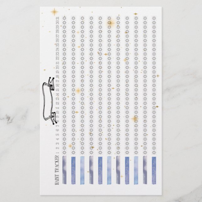 Papelería Shine Like Stars Monthly Habit Tracker (Anverso)