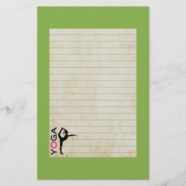 Papelería Silhouette de Yoga Pose sobre fondo verde (Anverso)