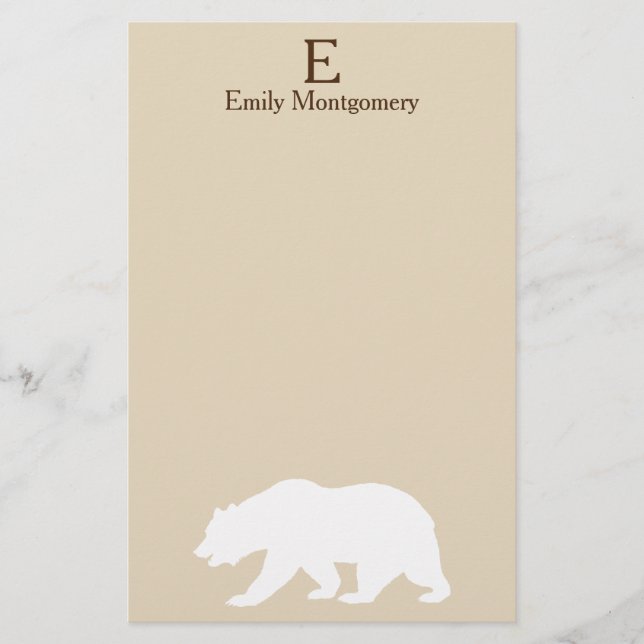 Papelería Silhouette Rustic White Bear | Monograma (Anverso)