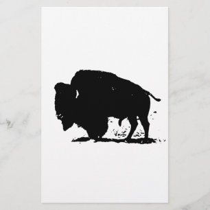 Papelería Silueta de búfalo blanco y negro