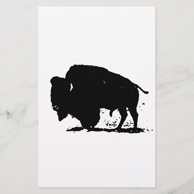 Papelería Silueta de búfalo blanco y negro (Anverso)