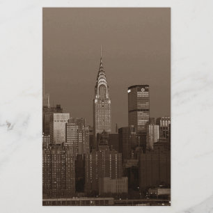 Papelería Silueta de la ciudad de Nueva York en sepia