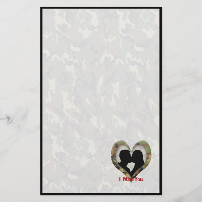 Papelería Silueta de la pareja de besados "Te extraño" (Anverso)