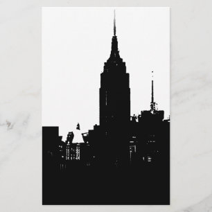 Papelería Silueta de Nueva York en blanco y negro