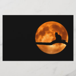 Papelería Silueta de un gato negro en un árbol