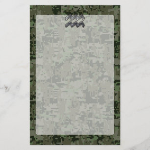 Papelería Símbolo Aquarius Zodiac del camo digital verde oli