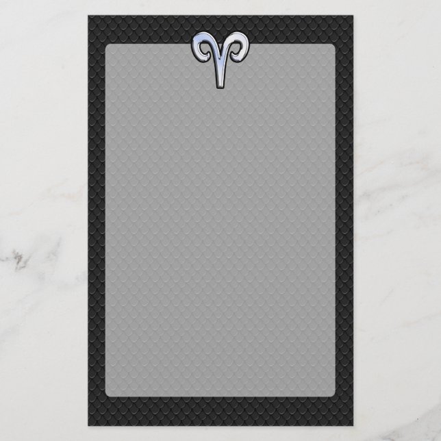 Papelería Símbolo cromado como zodiaco de Aries (Anverso)