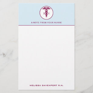 Papelería Símbolo de Caduceo Rojo Simple Enfermera Registrad