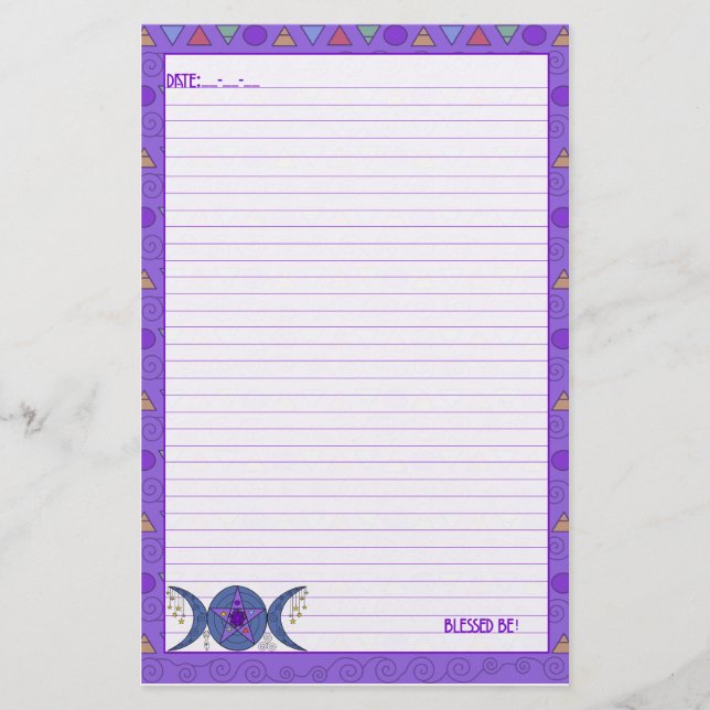 Papelería Símbolo de diosa de la luna triple (Anverso)