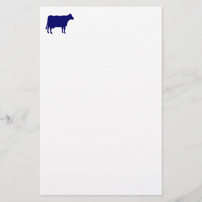Papelería Símbolo de vaca - Azul marino sobre blanco (Anverso)