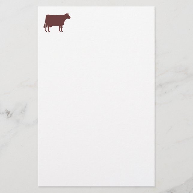 Papelería Símbolo de vaca - Marrón oscuro en blanco (Anverso)