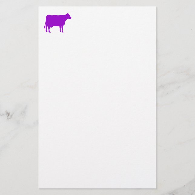 Papelería Símbolo de vaca: morado sobre blanco (Anverso)